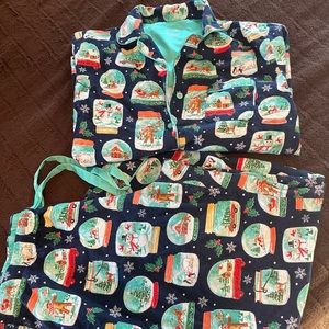 Pajama button top and matching pants